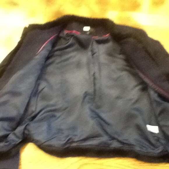 Navy Tweed Lady Jacket Edged with Navy Faux Fur - Picture 7 of 7